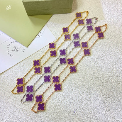[⭐Clover Jewelry Jewelry]CLOVER 10 MOTIFS  PURPLE VIOLET  NECKLACE