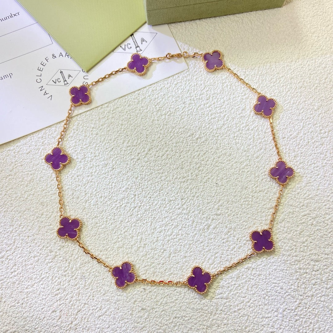 [⭐Clover Jewelry Jewelry]CLOVER 10 MOTIFS  PURPLE VIOLET  NECKLACE