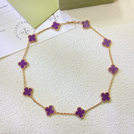 [⭐Clover Jewelry Jewelry]CLOVER 10 MOTIFS  PURPLE VIOLET  NECKLACE
