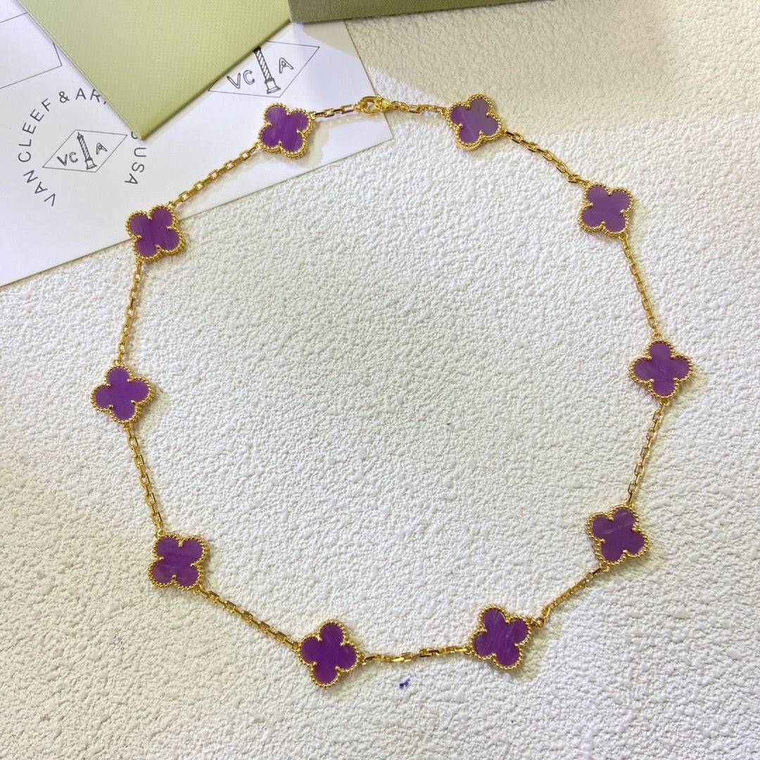 [⭐Clover Jewelry Jewelry]CLOVER 10 MOTIFS  PURPLE VIOLET  NECKLACE