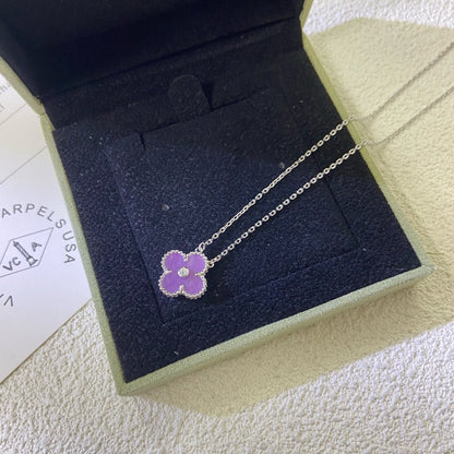 [⭐Clover Jewelry Jewelry]CLOVER 15MM DIAMOND  PURPLE VIOLET NECKLACE