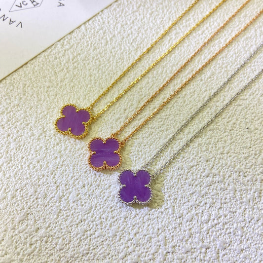 [⭐Clover Jewelry Jewelry]CLOVER 15MM  PURPLE VIOLET NECKLACE