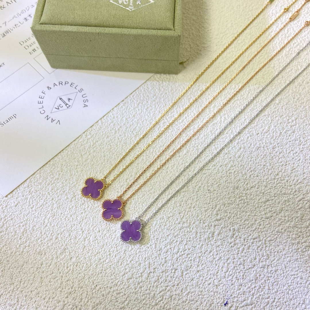 [⭐Clover Jewelry Jewelry]CLOVER 15MM  PURPLE VIOLET NECKLACE