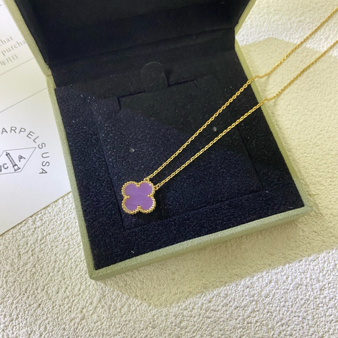 [⭐Clover Jewelry Jewelry]CLOVER 15MM  PURPLE VIOLET NECKLACE
