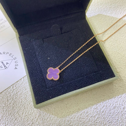 [⭐Clover Jewelry Jewelry]CLOVER 15MM  PURPLE VIOLET NECKLACE