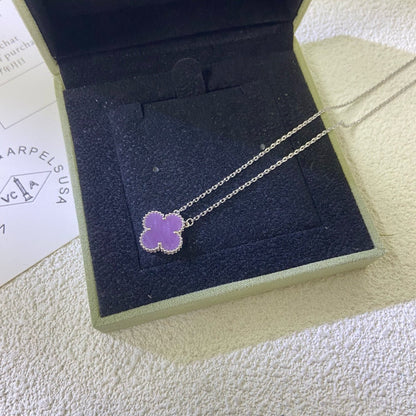 [⭐Clover Jewelry Jewelry]CLOVER 15MM  PURPLE VIOLET NECKLACE