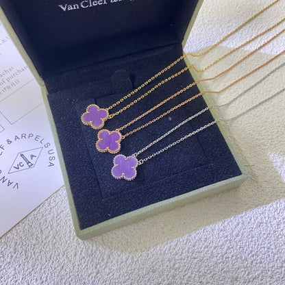 [⭐Clover Jewelry Jewelry]CLOVER 15MM  PURPLE VIOLET NECKLACE