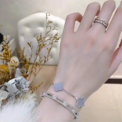 [⭐Clover Jewelry] CLOVER 5 MOTIF PURPLE CHALCEDONY BRACELET COLLECTION