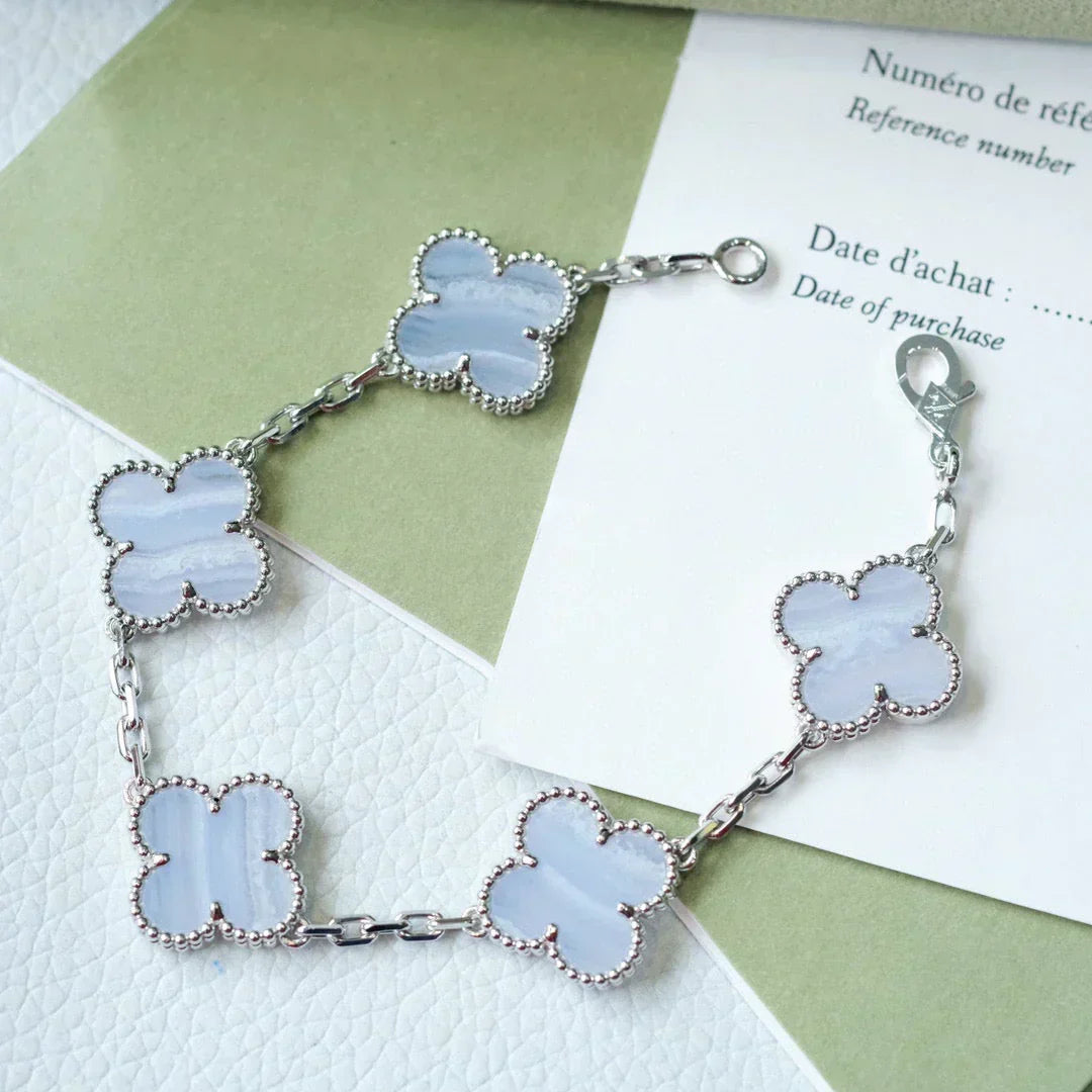 [⭐Clover Jewelry] CLOVER 5 MOTIF PURPLE CHALCEDONY BRACELET COLLECTION