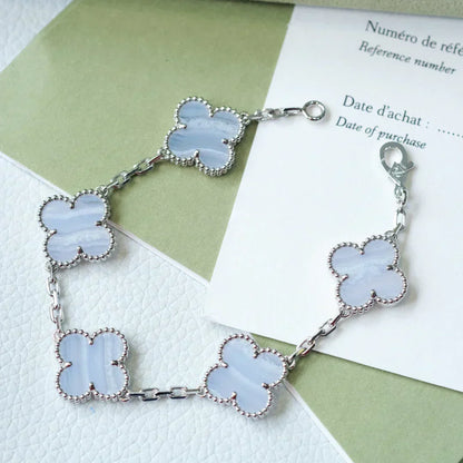 [⭐Clover Jewelry] CLOVER 5 MOTIF PURPLE CHALCEDONY BRACELET COLLECTION