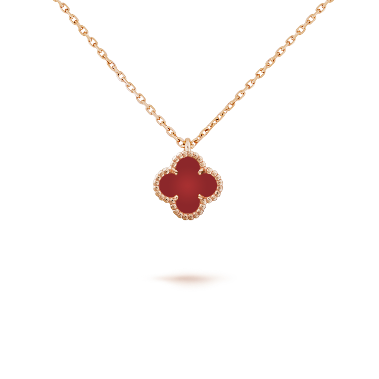 [⭐Clover Jewelry]CLOVER MINI 9.5MM WHITE CARNELIANS NECKLACE