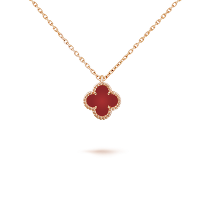 [⭐Clover Jewelry]CLOVER MINI 9.5MM WHITE CARNELIANS NECKLACE