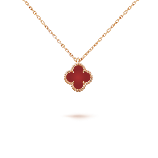 [⭐Clover Jewelry]CLOVER MINI 9.5MM WHITE CARNELIANS NECKLACE