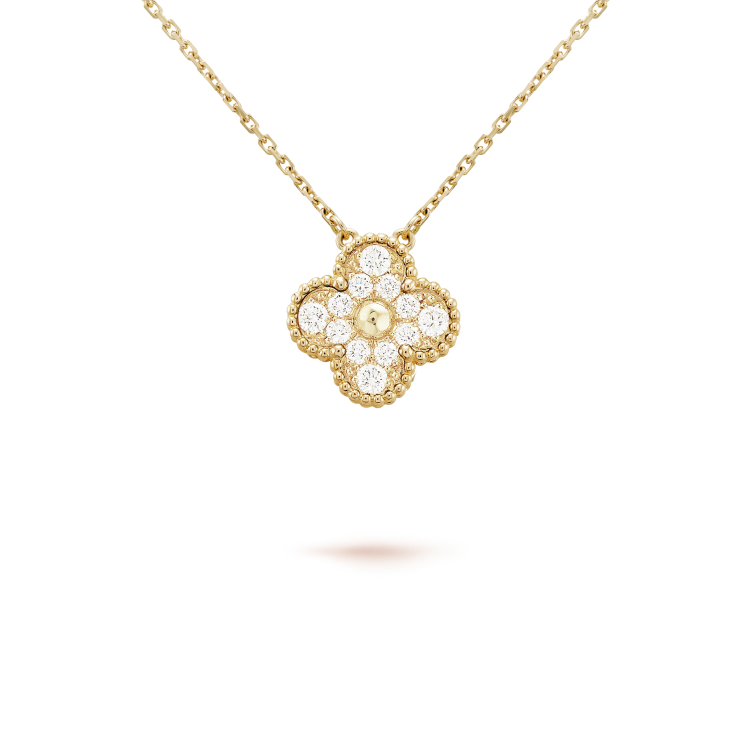 [⭐Clover Jewelry]CLOVER 15MM DIAMOND SINGLE FLOWER NECKLACE