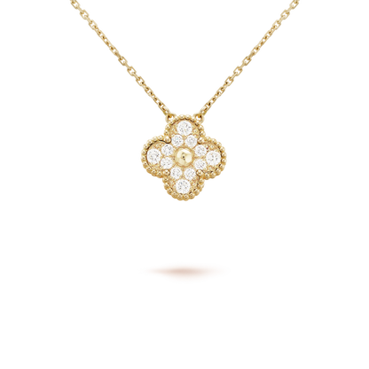 [⭐Clover Jewelry]CLOVER 15MM DIAMOND SINGLE FLOWER NECKLACE