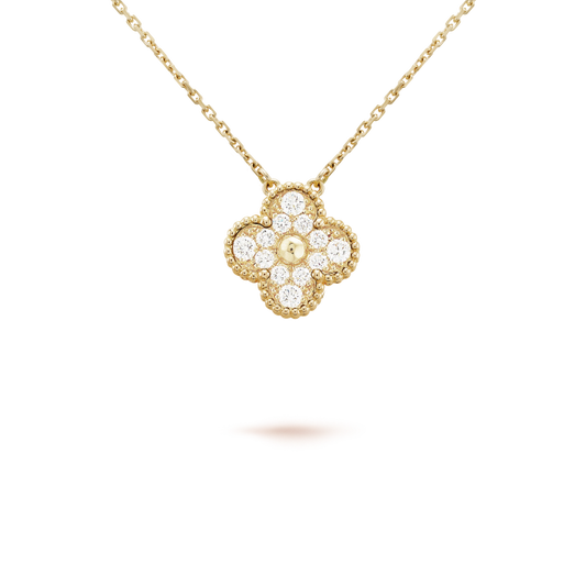 [⭐Clover Jewelry]CLOVER 15MM DIAMOND SINGLE FLOWER NECKLACE