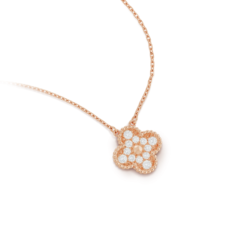 [⭐Clover Jewelry]CLOVER 15MM DIAMOND SINGLE FLOWER NECKLACE