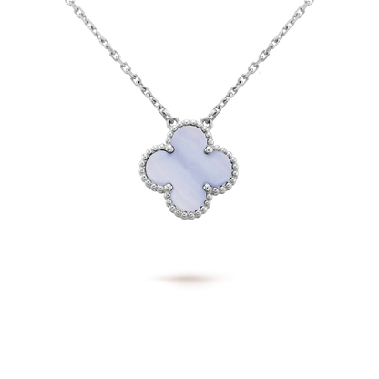 [⭐Clover Jewelry]CLOVER 15MM BLUE CHALCEDONY NECKLACE SILVER