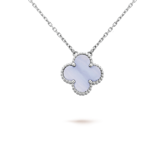 [⭐Clover Jewelry]CLOVER 15MM BLUE CHALCEDONY NECKLACE SILVER