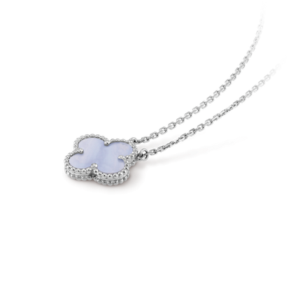 [⭐Clover Jewelry]CLOVER 15MM BLUE CHALCEDONY NECKLACE SILVER