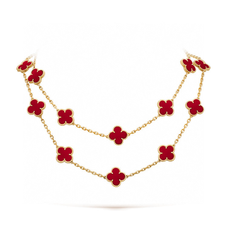 [⭐Clover Jewelry]CLOVER 20 MOTIFS CARNELIAN NECKLACE