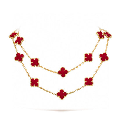 [⭐Clover Jewelry]CLOVER 20 MOTIFS CARNELIAN NECKLACE
