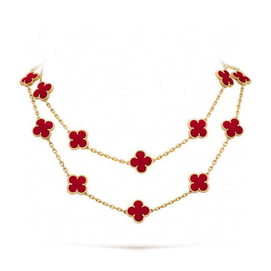 [⭐Clover Jewelry]CLOVER 20 MOTIFS CARNELIAN NECKLACE