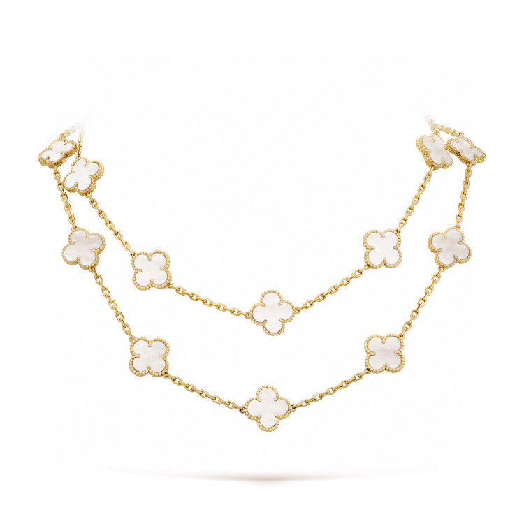 [⭐Clover Jewelry]CLOVER 20 MOTIFS WHITE MOP NECKLACE