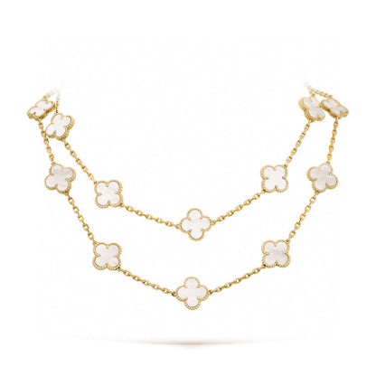 [⭐Clover Jewelry]CLOVER 20 MOTIFS WHITE MOP NECKLACE