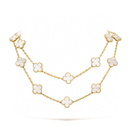 [⭐Clover Jewelry]CLOVER 20 MOTIFS WHITE MOP NECKLACE