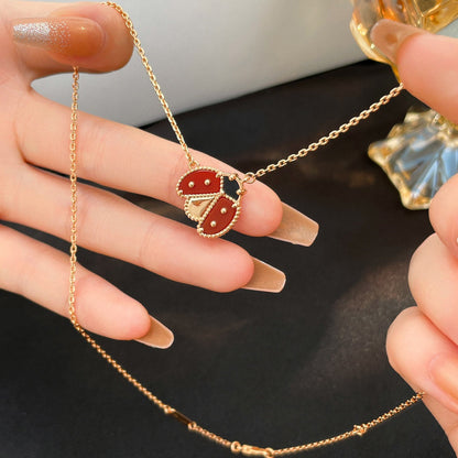[⭐Clover Jewelry]LUCKY  CARNELIANS LADYBUG NECKLACE