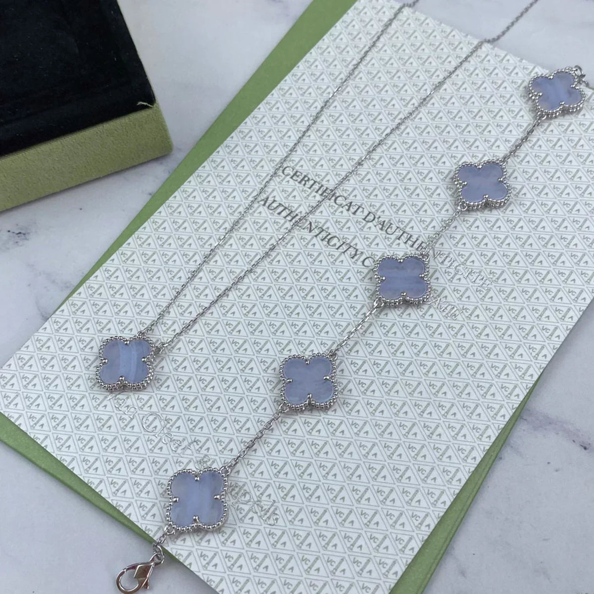 [⭐Clover Jewelry] CLOVER 5 MOTIF PURPLE CHALCEDONY BRACELET COLLECTION