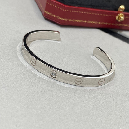 [⭐Clover Jewelry]LOVE BRACELET 6.1MM 1 DIAMOND OPEN CUFF
