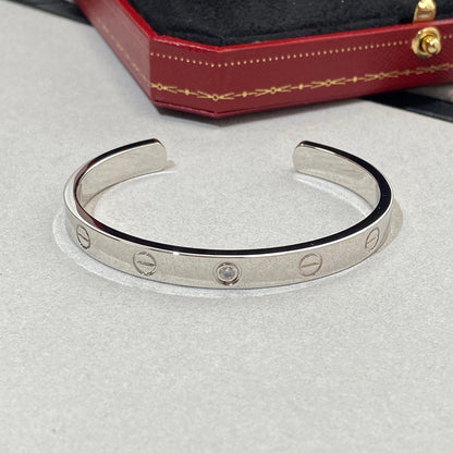 [⭐Clover Jewelry]LOVE BRACELET 6.1MM 1 DIAMOND OPEN CUFF