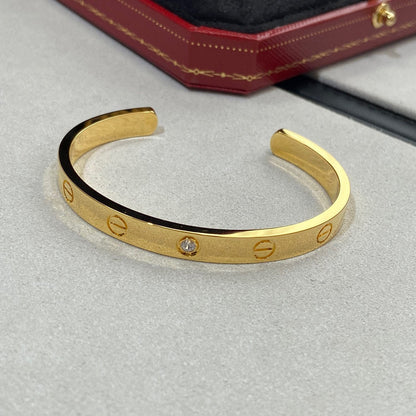 [⭐Clover Jewelry]LOVE BRACELET 6.1MM 1 DIAMOND OPEN CUFF