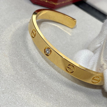 [⭐Clover Jewelry]LOVE BRACELET 6.1MM 1 DIAMOND OPEN CUFF