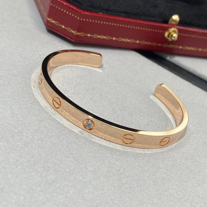 [⭐Clover Jewelry]LOVE BRACELET 6.1MM 1 DIAMOND OPEN CUFF