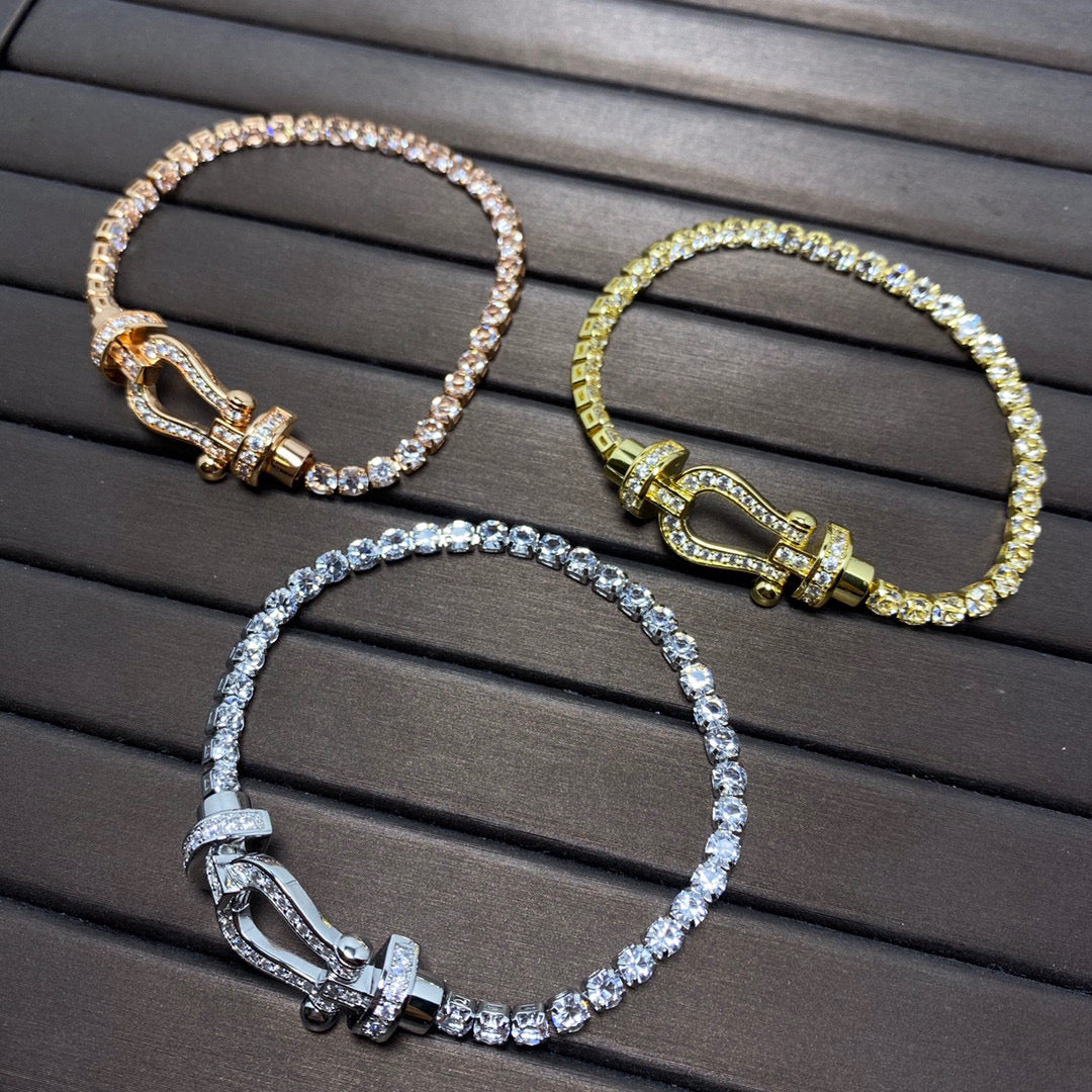 [⭐Clover Jewelry]FORCE  LARGE HORSESHOE FULL DIAMOND TENNIS BRACELET