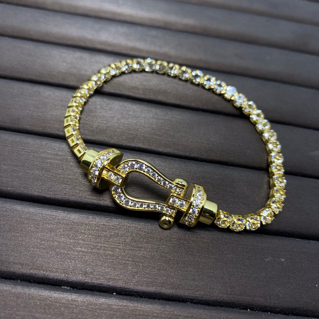 [⭐Clover Jewelry]FORCE  LARGE HORSESHOE FULL DIAMOND TENNIS BRACELET