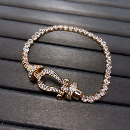 [⭐Clover Jewelry]FORCE  LARGE HORSESHOE FULL DIAMOND TENNIS BRACELET