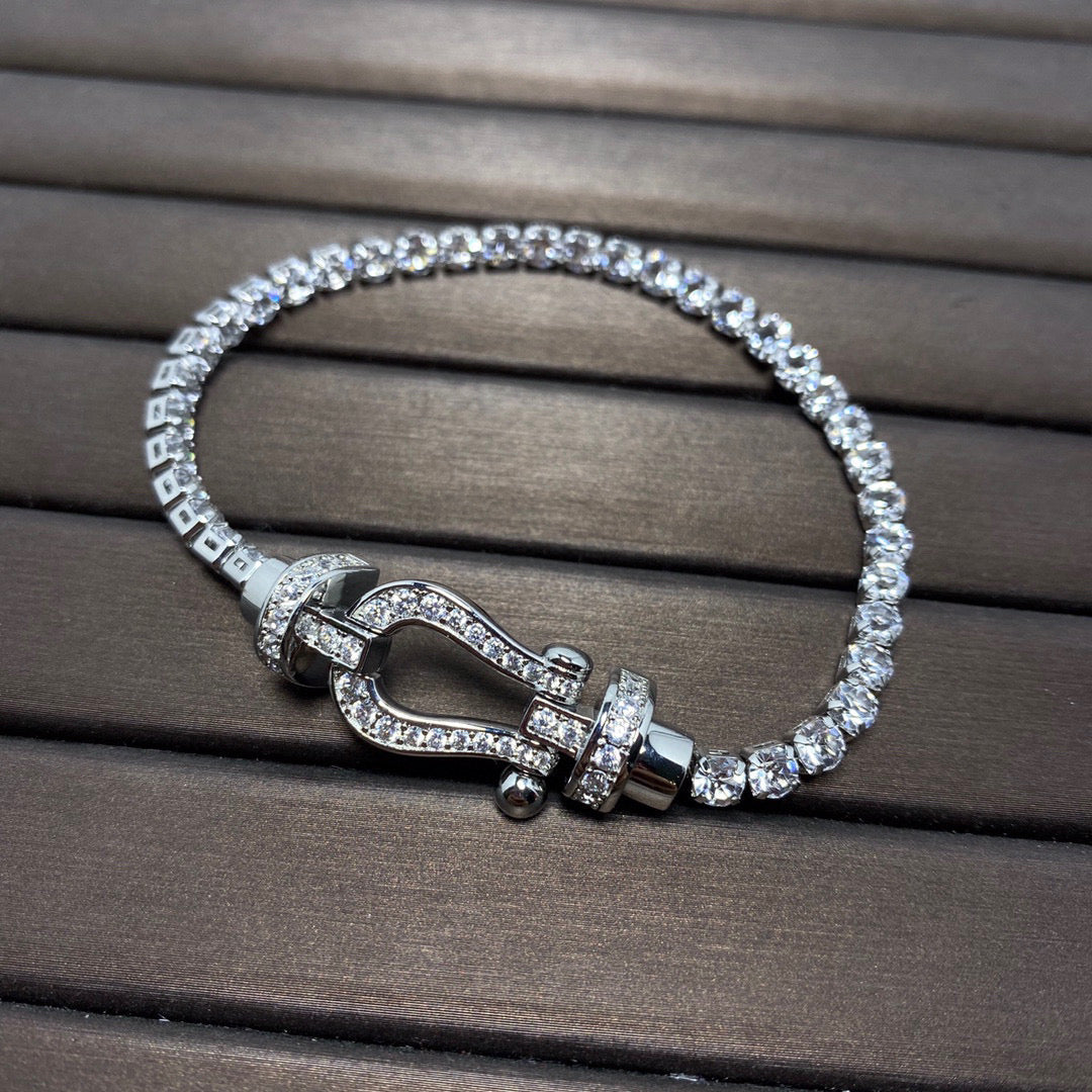[⭐Clover Jewelry]FORCE  LARGE HORSESHOE FULL DIAMOND TENNIS BRACELET