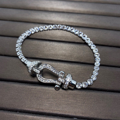 [⭐Clover Jewelry]FORCE  LARGE HORSESHOE FULL DIAMOND TENNIS BRACELET