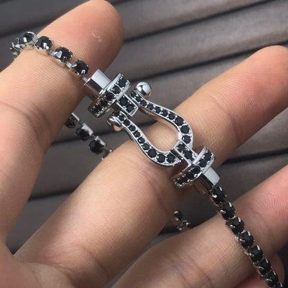 [⭐Clover Jewelry]FORCE  LARGE HORSESHOE FULL DIAMOND TENNIS BRACELET