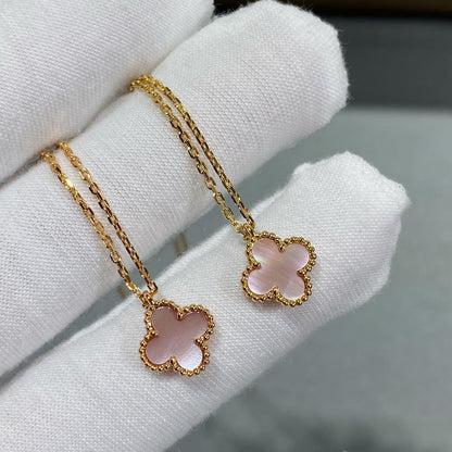 [⭐Clover Jewelry]CLOVER 15MM PINK MOTHER-OF-PEARL SINGLE FLOWER NECKLACE