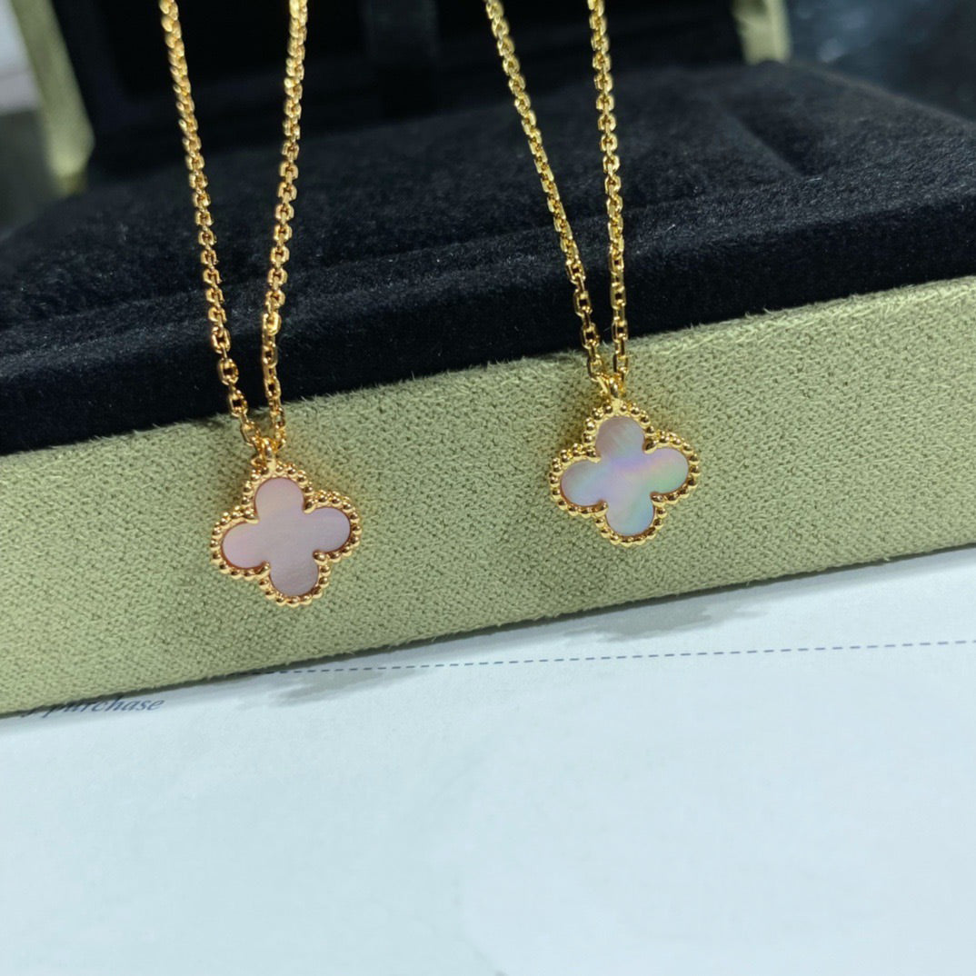 [⭐Clover Jewelry]CLOVER 15MM PINK MOTHER-OF-PEARL SINGLE FLOWER NECKLACE