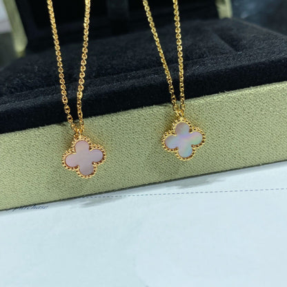 [⭐Clover Jewelry]CLOVER 15MM PINK MOTHER-OF-PEARL SINGLE FLOWER NECKLACE