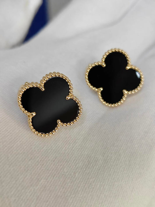 [⭐Clover Jewelry]CLOVER 20MM BLACK MOP EARRINGS