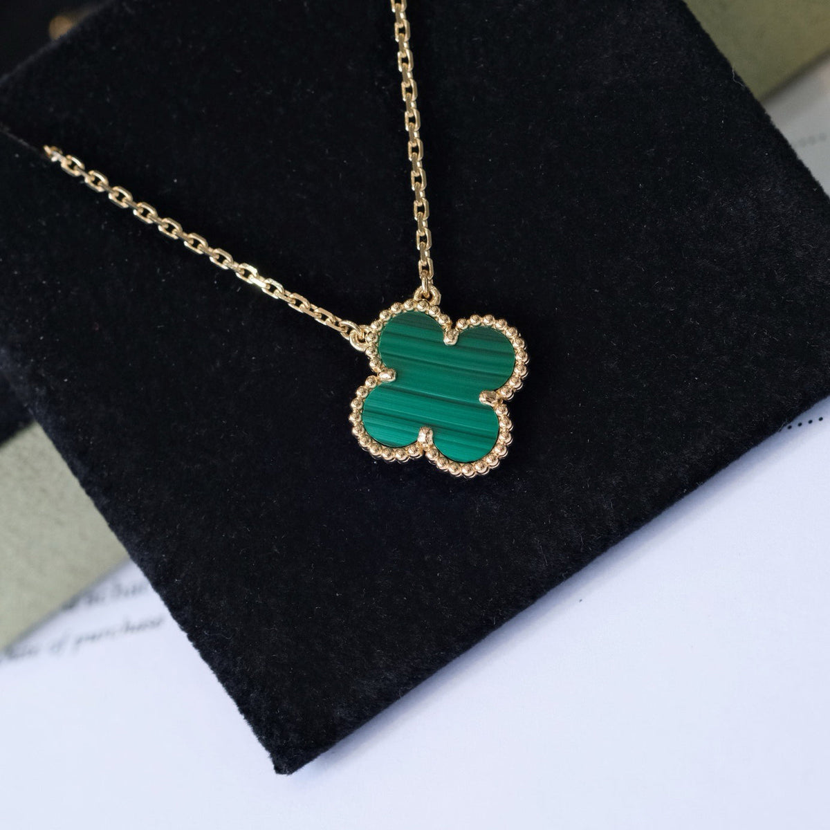 [⭐Clover Jewelry]CLOVER 15MM MALACHITE SINGLE FLOWER  NECKLACE