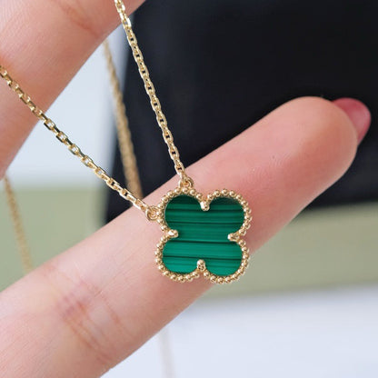 [⭐Clover Jewelry]CLOVER 15MM MALACHITE SINGLE FLOWER  NECKLACE