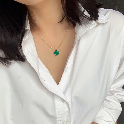 [⭐Clover Jewelry]CLOVER 15MM MALACHITE SINGLE FLOWER  NECKLACE